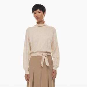Aritzia Wilfred Lorin Wool Alpaca Tie Front Funnel Neck Sweater